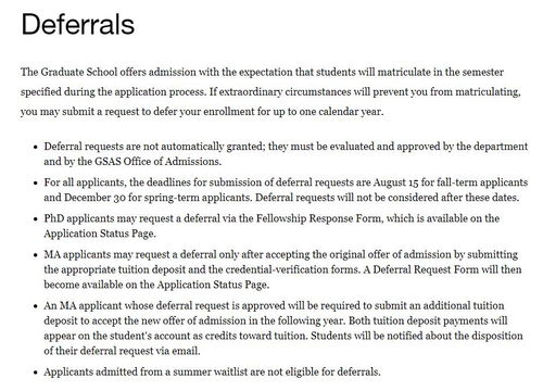 美国研究生申请了延期-申请到美国研究生延期一年入学可以吗
