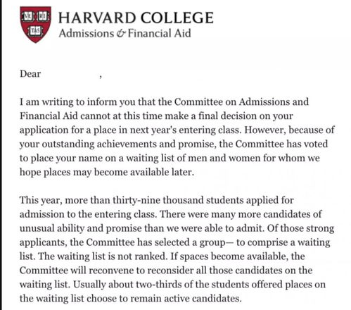 哈佛大学本科录取候补名单-我如何从哈佛大学候补名单中“起死回生”