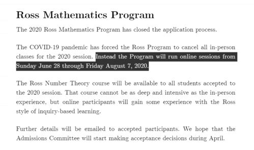 Ross数学营录取-2021年罗斯数学夏令营ROSS