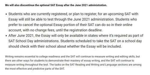 sat考试取消essay-ACT/SATessay考试需要取消