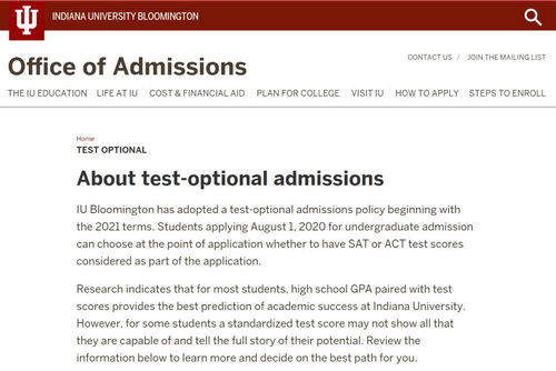 美国申请optional-美国TOP2文理学院实行Test