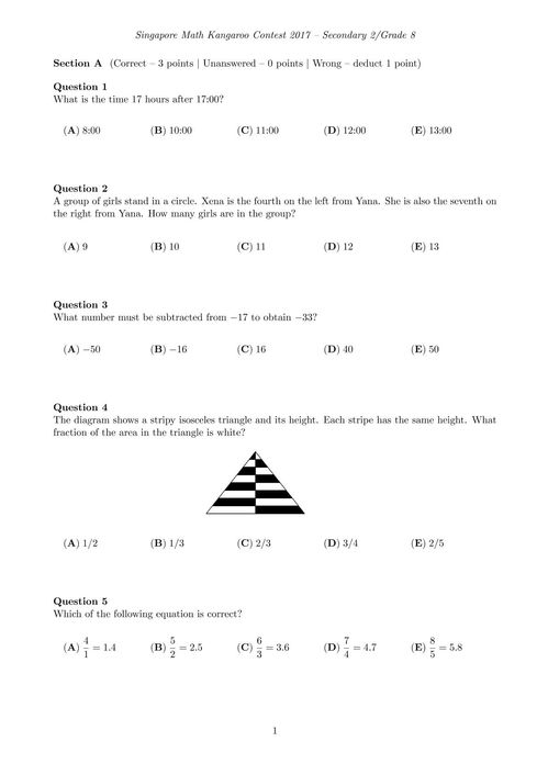 kangaroo数学竞赛-袋鼠数学竞赛