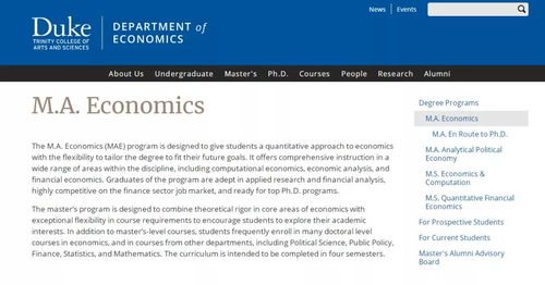 杜克大学金融数学硕士-2020年金融数学硕士专业排名这8大院校适合数学好想学