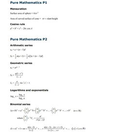 alevel数学公式全部-CAIE剑桥考试局ALevel数学和进阶数学必须掌握的公式汇总