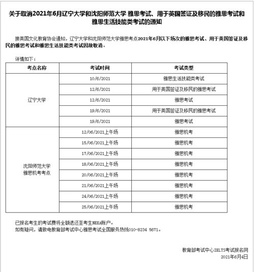 沈阳6月雅思考点取消-关于沈阳师范大学雅思考点取消2021年1月场次雅思考试的通