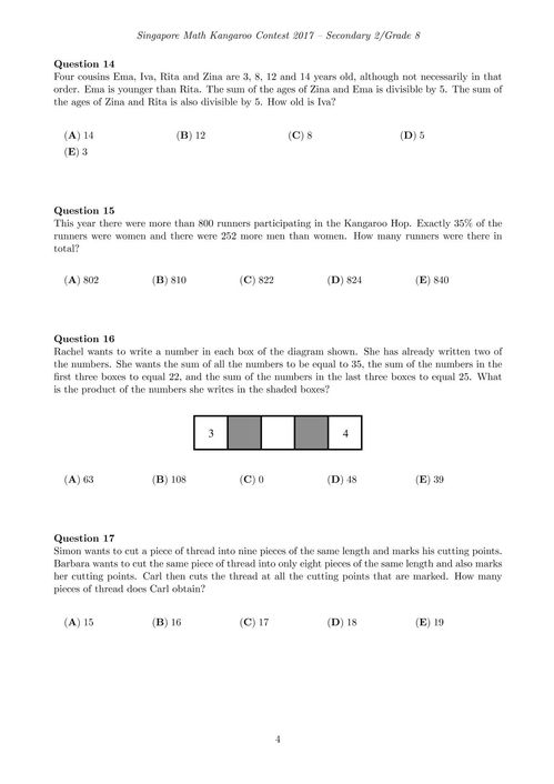 二年级袋鼠数学竞赛-袋鼠数学竞赛