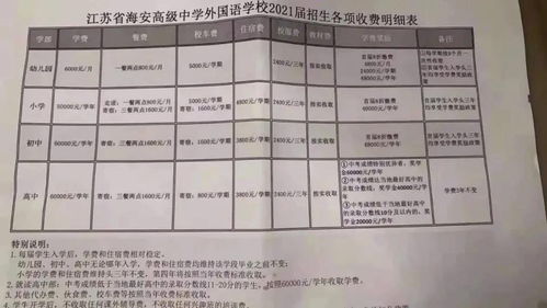 南通外国语小学收费-国际学校学费一览表